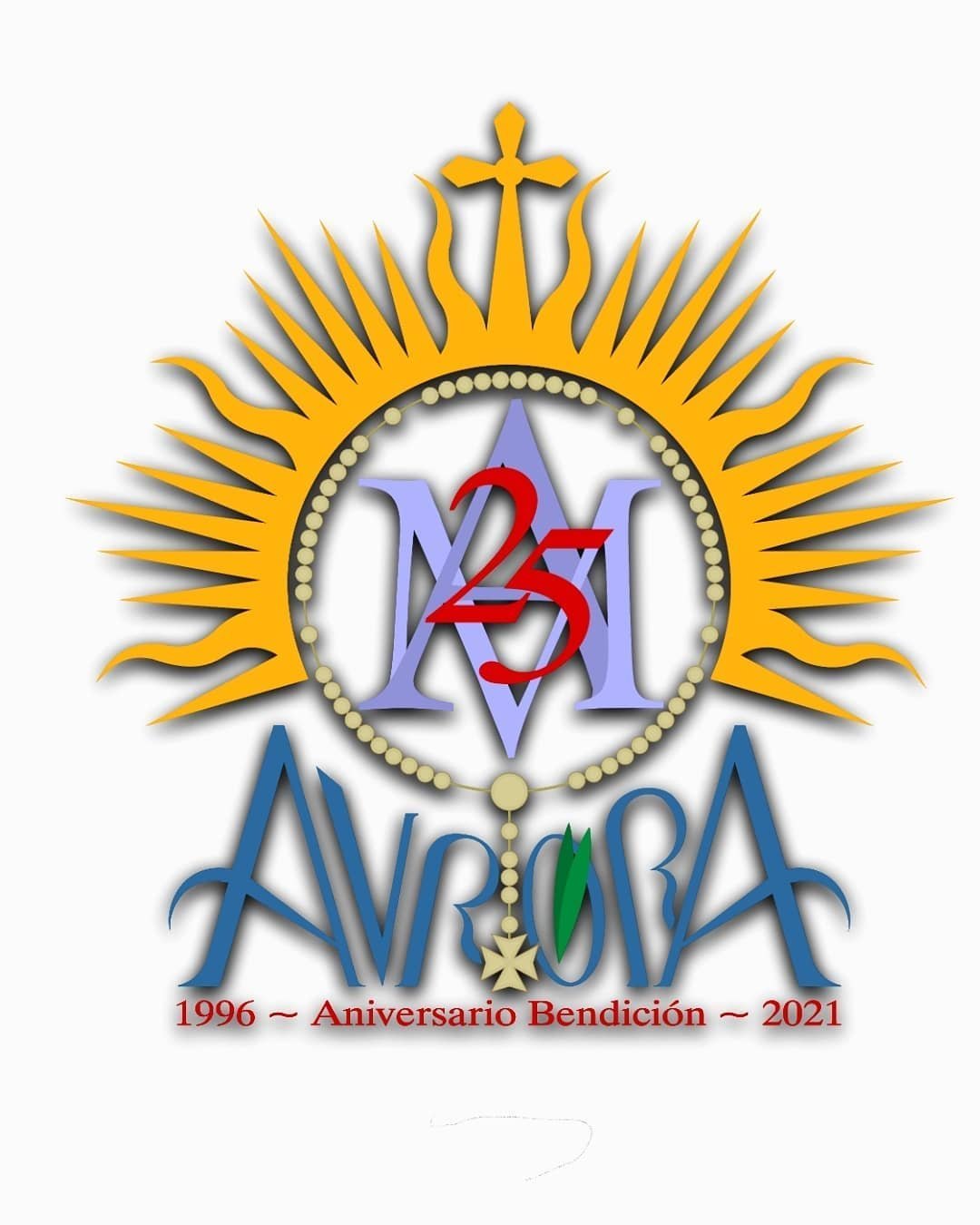 Logotipo 25 aniversario de la Virgen de la Aurora de Cabra