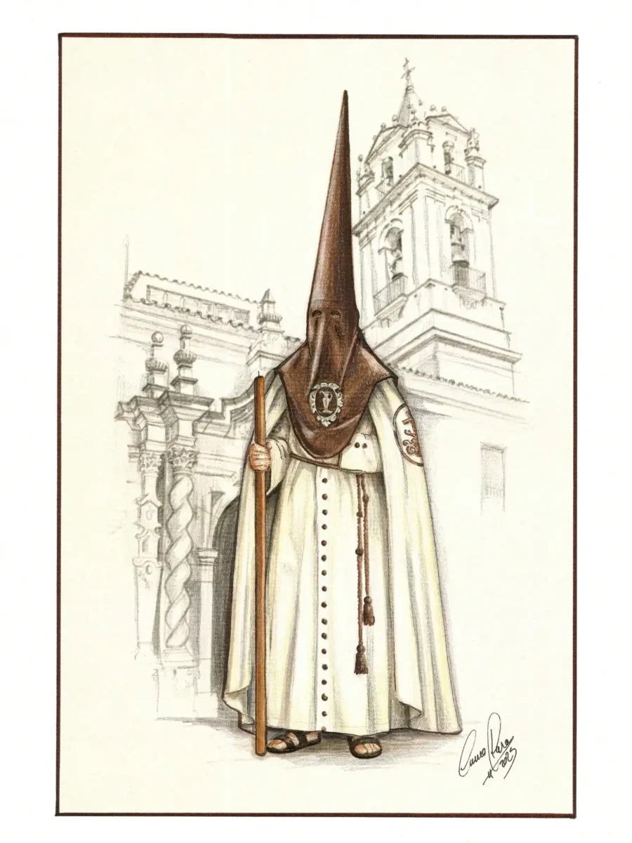 Nuevo hábito de nazareno de la hermandad del lavatorio diseño de Curro Claros