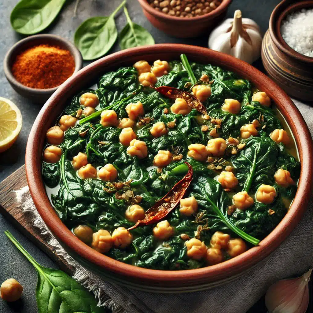 Receta de espinacas con garbanzos
